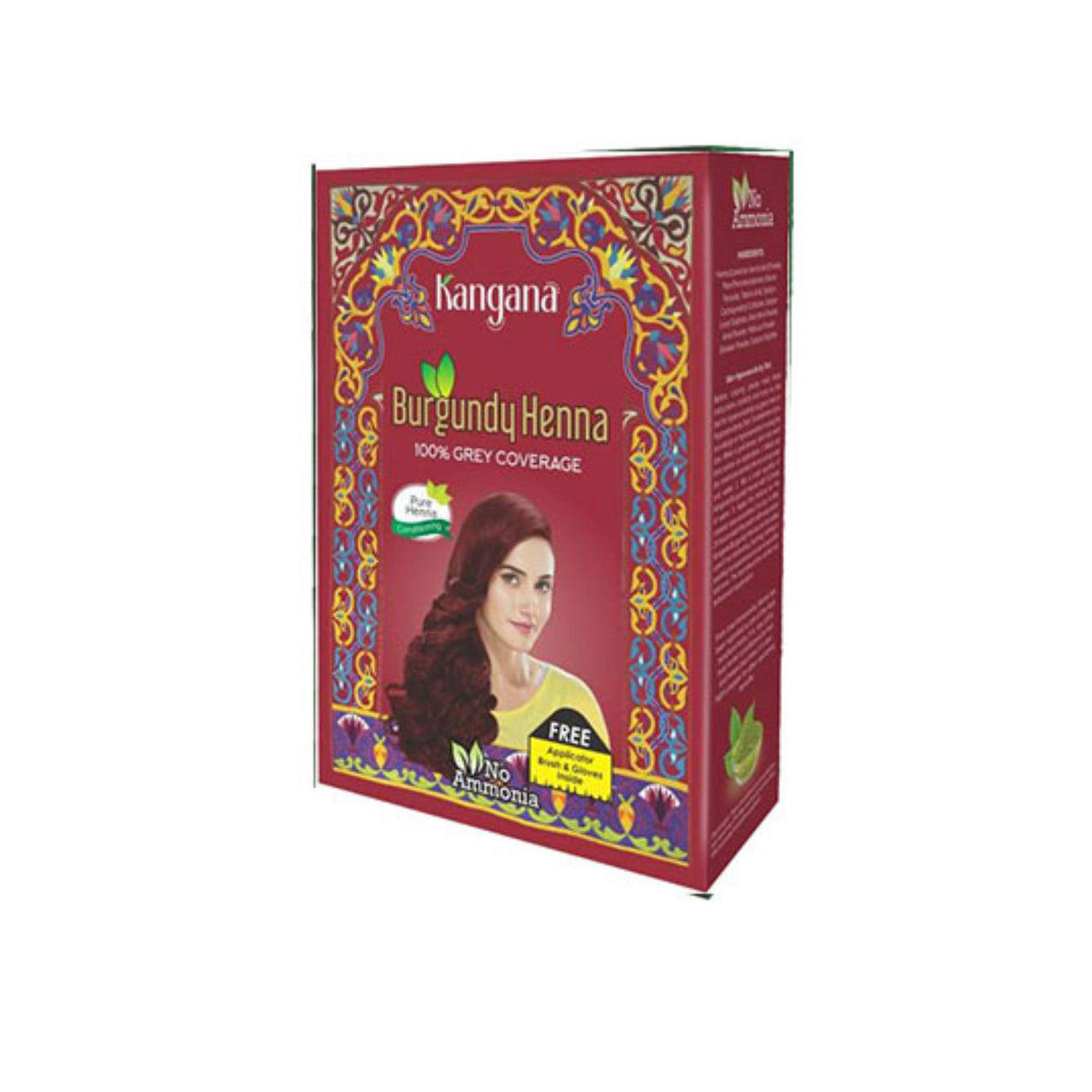 Kangana Heena Hair Colour 100 Grey Coverage Burgundy 50 Gm