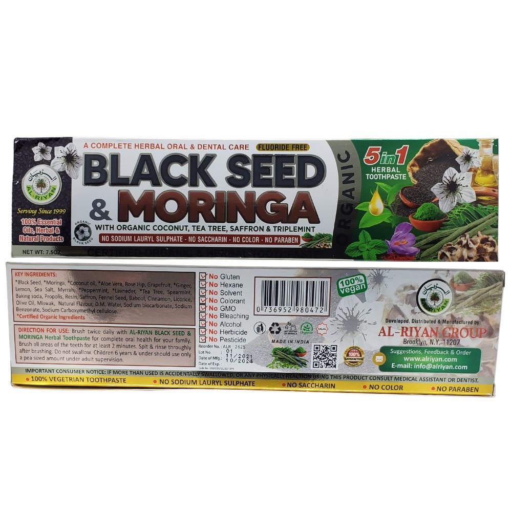 Alriyan Black Seed And Moringa Mix Toothpaste Natural Fluoride Free 7 5 Oz
