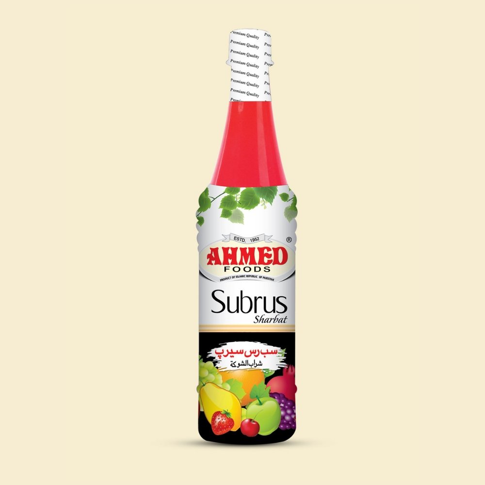 Ahmed Subrus Sharbat Rose Flavour Syrup 800ml - Singh Cart