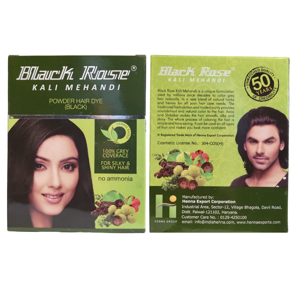 Black Rose Kali Mehandi Powder Hair Dye Green Pack 50g - Singh Cart