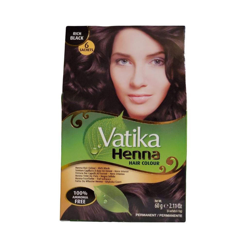 Dabur Vatika Henna Rich Black Hair Colour Amonia Free 60g - Singh Cart