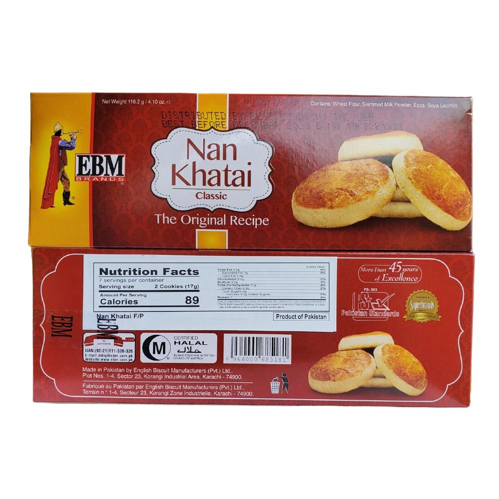 Ebm Nan Khatai Classic Cookies 116.2g (4.10oz) - Singh Cart