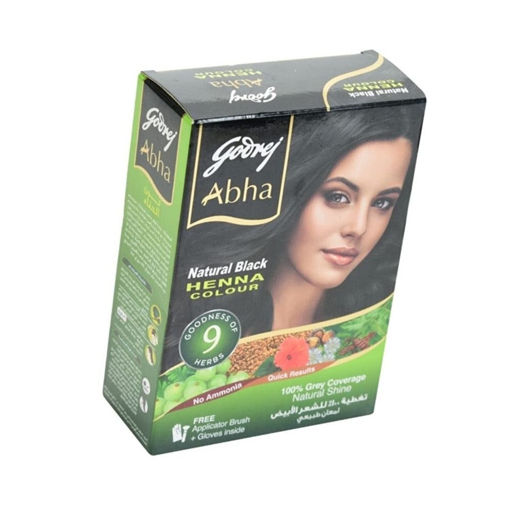 Godrej Abha Natural Black Henna Colour No Ammonia Quick Results 60g (2.11oz) - Singh Cart