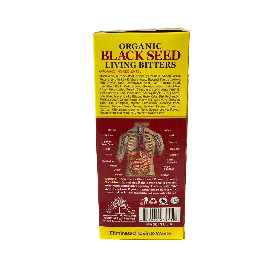 Organic Black Seed Living Bitters Lowers Cholesterol & Blood Pressure 16 oz - Singh Cart