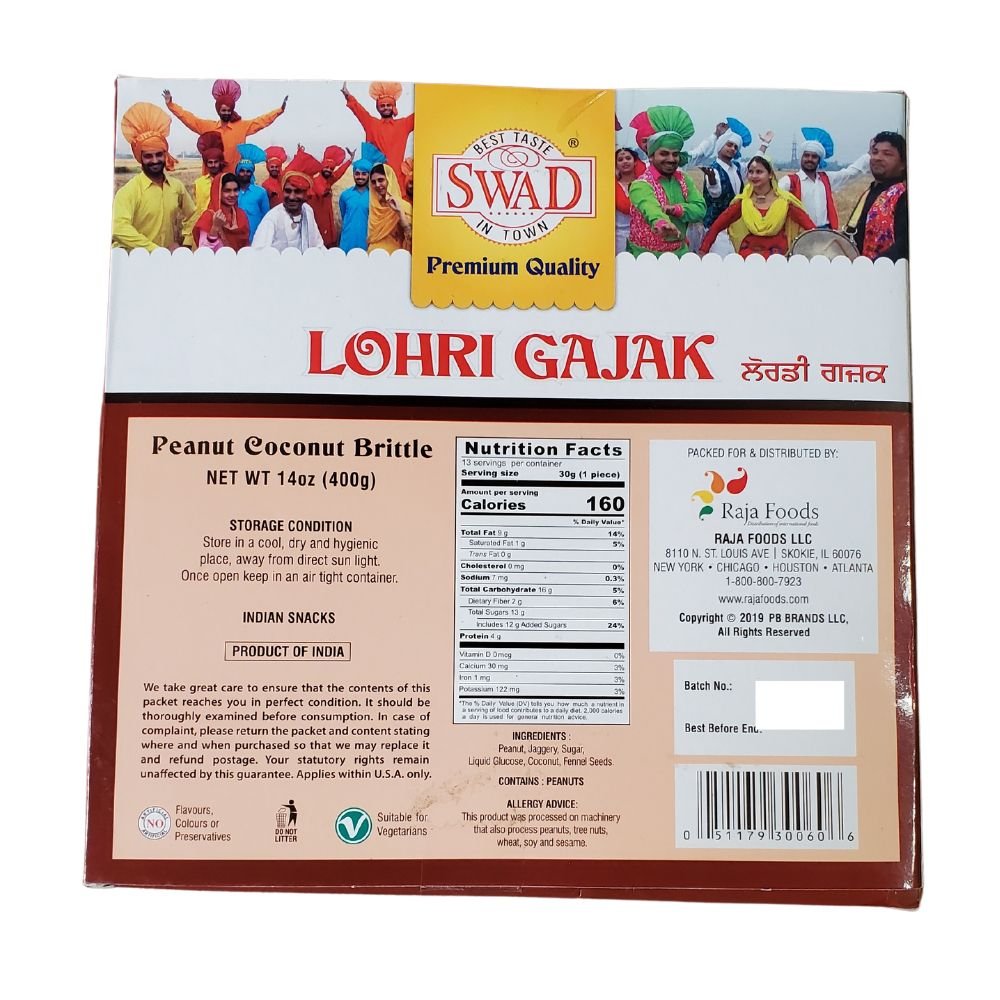 Swad Lohri Gajak Peanut Chikki 400g - Singh Cart
