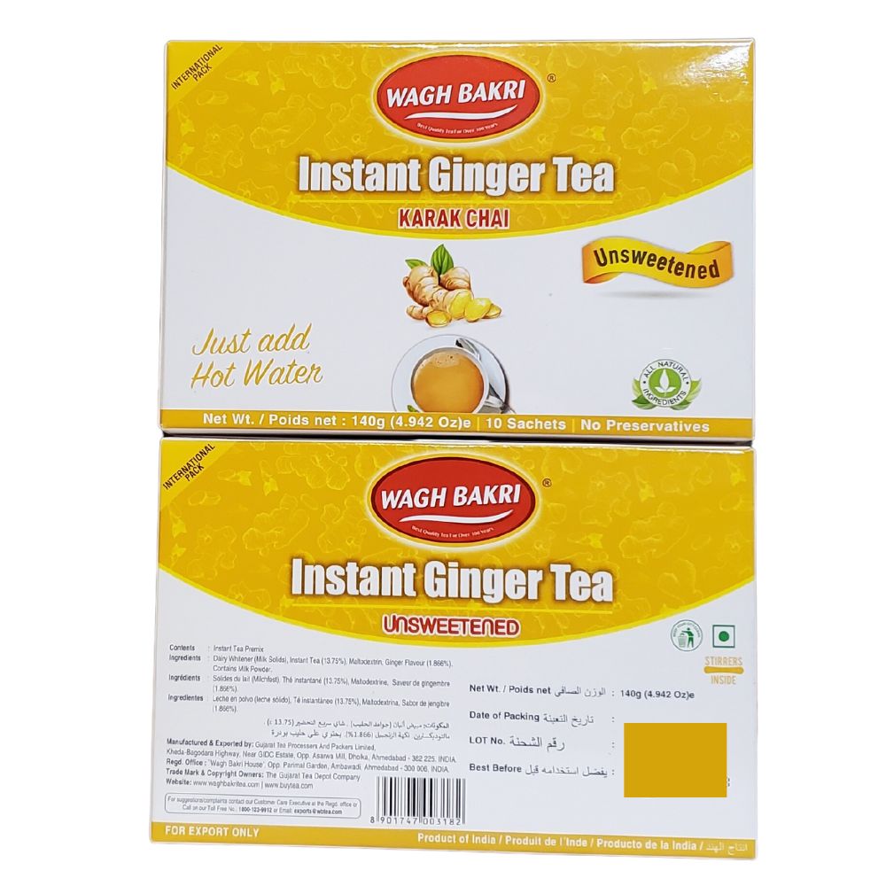 Wagh Bakri Instant Ginger Tea Unsweetened 140g - Singh Cart