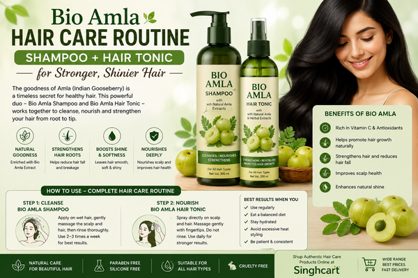 Bio Amla Hair Care Routine: Shampoo + Hair Tonic for Stronger, Shinier Hair