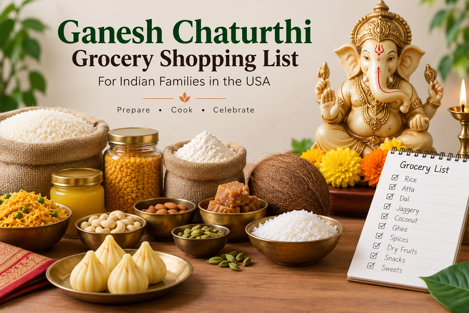 Ganesh Chaturthi Grocery Shopping List for Indian Families in the USA