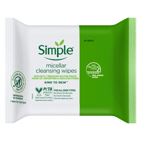 Buy Simple Kind To Skin Micellar Cleansing Wipes 25 Wipes online | Singh Cart