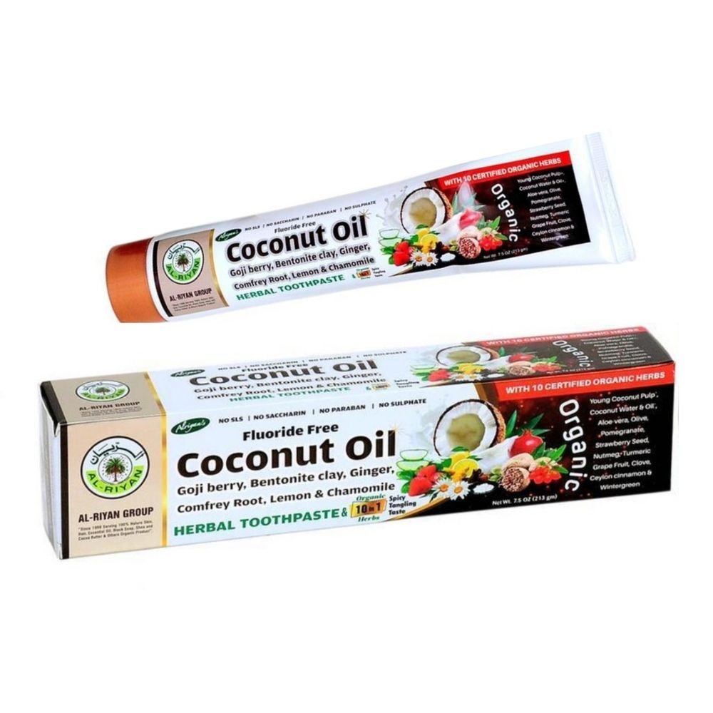 Al Riyan Fluoride Free Coconut Oil Organic Toothpaste 7 5 Oz Pack Of 3