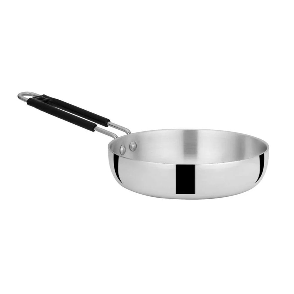 Aluminum Frypan with Steel Polish - Modern Round Design, 16.5 cm