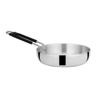 Aluminum Frypan with Steel Polish - Modern Round Design, 16.5 cm