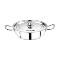 Aluminum Kadhai – Induction Base Steel Polish, 22.5 cm, Modern Round Design
