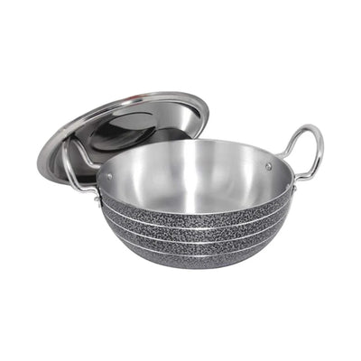 Aluminum Kadhai With lid – Colour Coated, 23 cm, Modern Round Design
