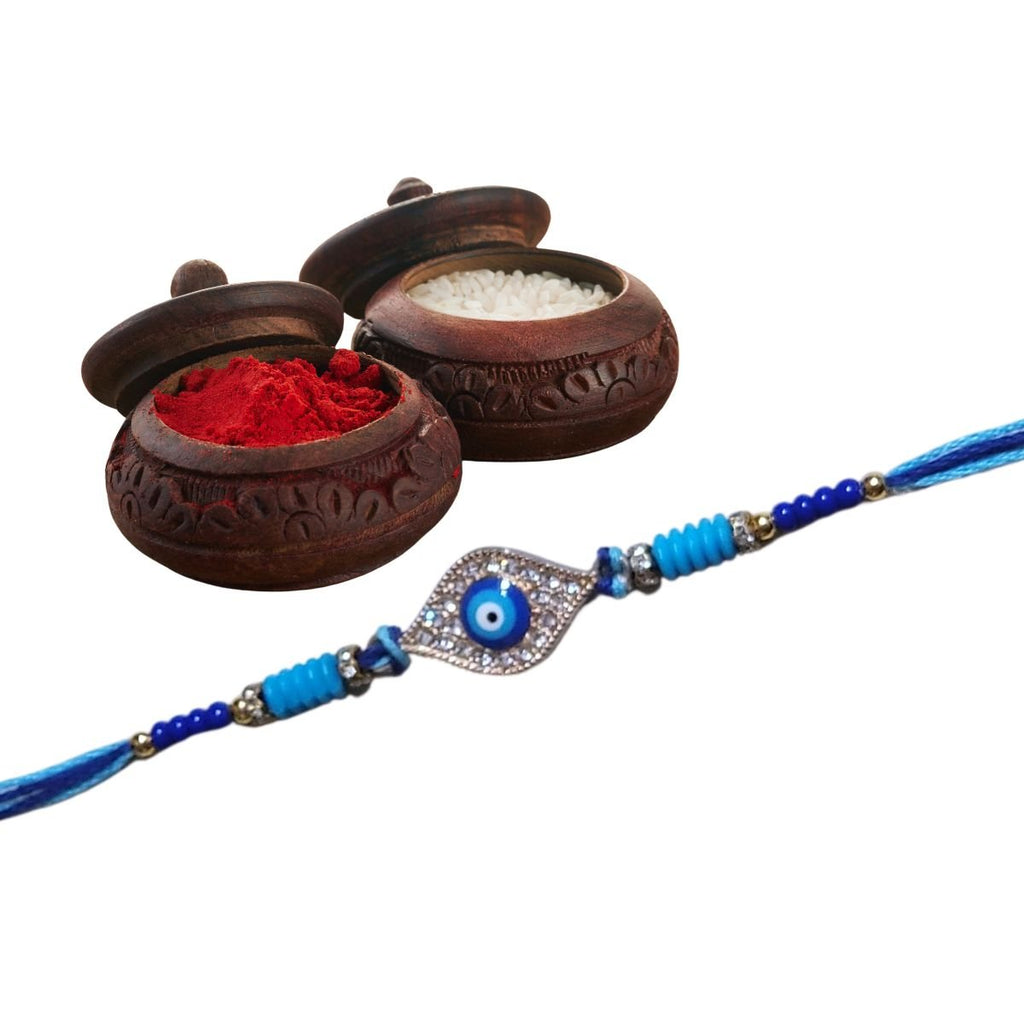 Beautiful Eagle Eye Rakhi Blue Thread - Singh Cart