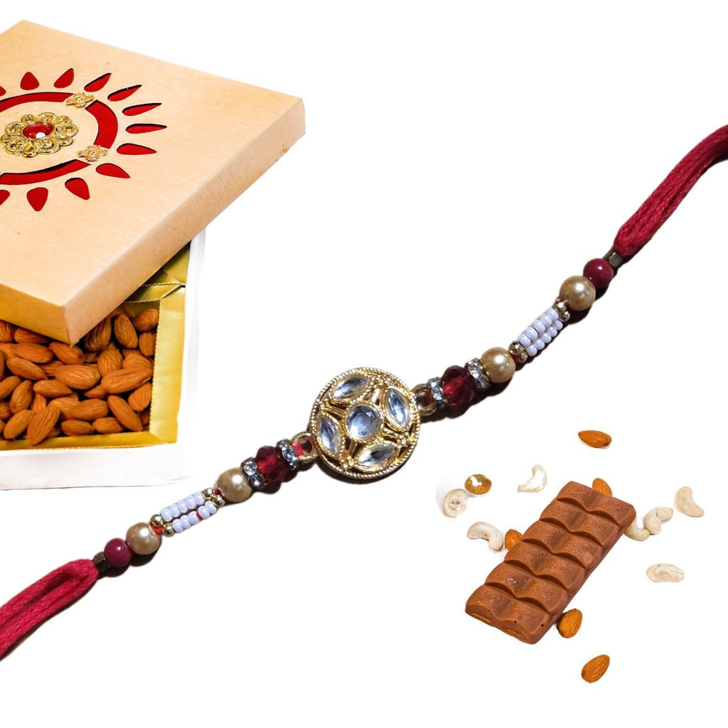 Beautiful Pearl Rakhi With Red Thread - Singh Cart