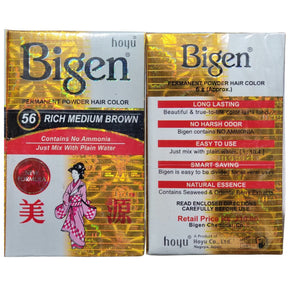 Bigen Permanent Powder Hair Colour 56 Rich Medium Brown 6 G Each Pack Of 3