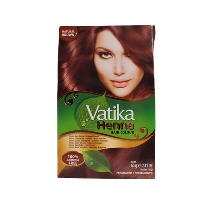 Dabur Vatika Henna Natural Brown Hair Color Ammonia Free 60g (2.11Oz)