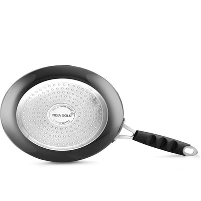 India Gold Aluminum Hard Anodised Induction Fry Pan - Black, 760g, Modern Style, 24.5 cm