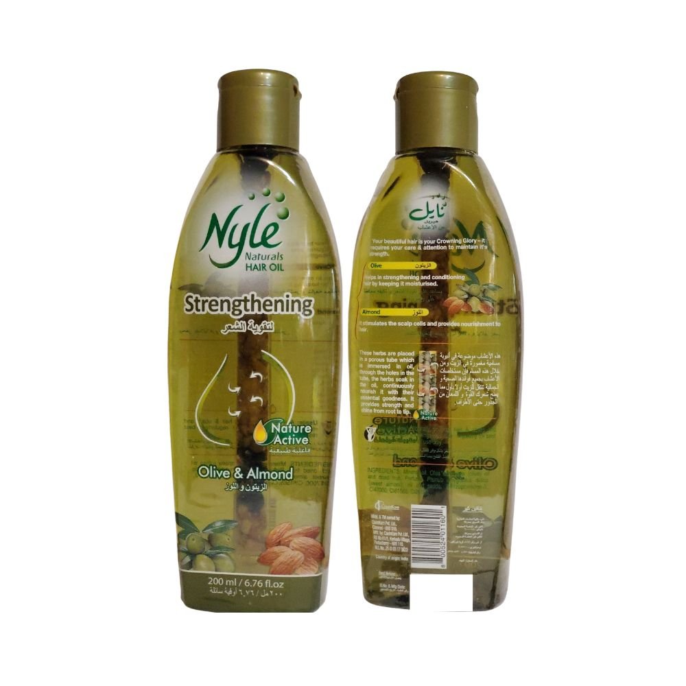 Nyle Naturala Strengthening Hair Oil With Olive Almond 200 Ml 6 76 Oz