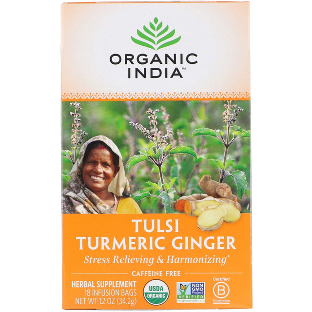 Organic India Tulsi Turmeric Ginger 18 Infusion Bags