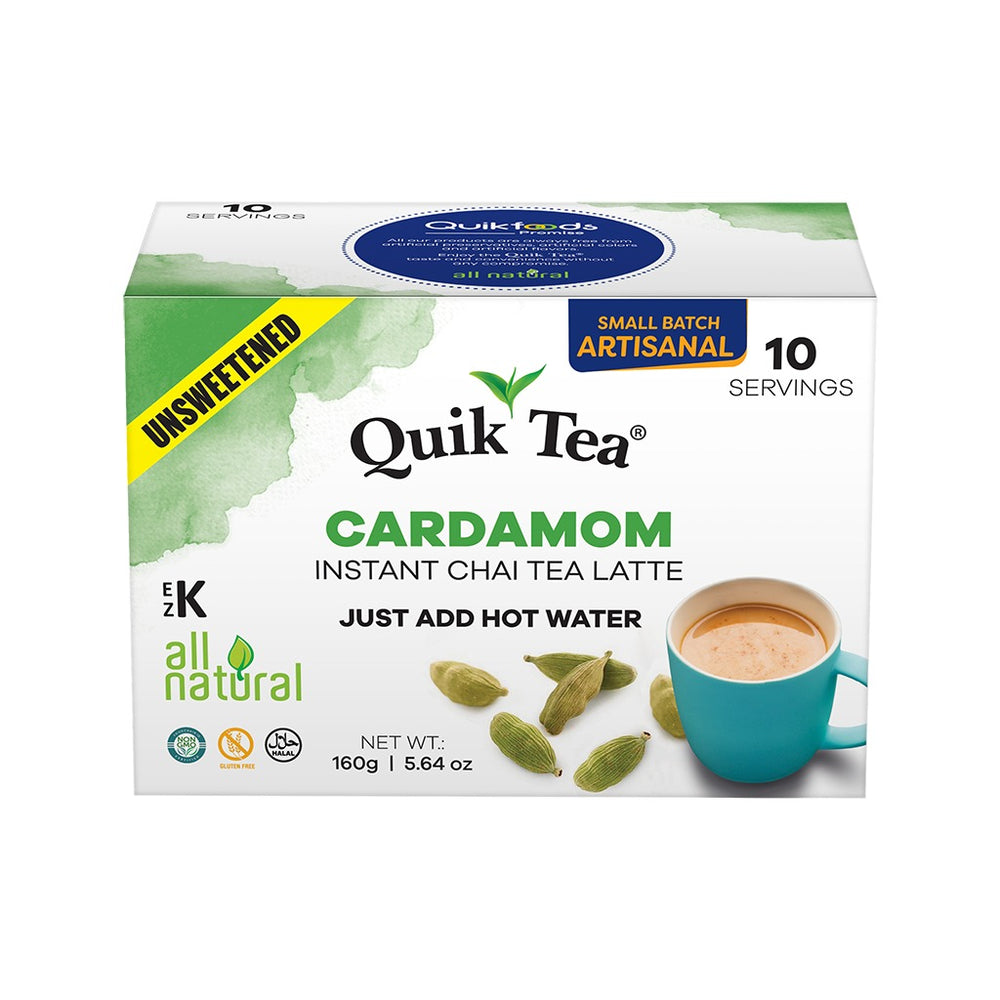 Quik Tea Cardamom Chai Instant Tea Unsweetened 10 Pouches 8.5 OZ (240 Grams)