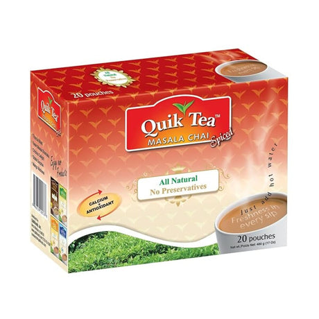 Quik Tea Masala Chai (Spiced) 20 Pouches 17 OZ (480 Grams)
