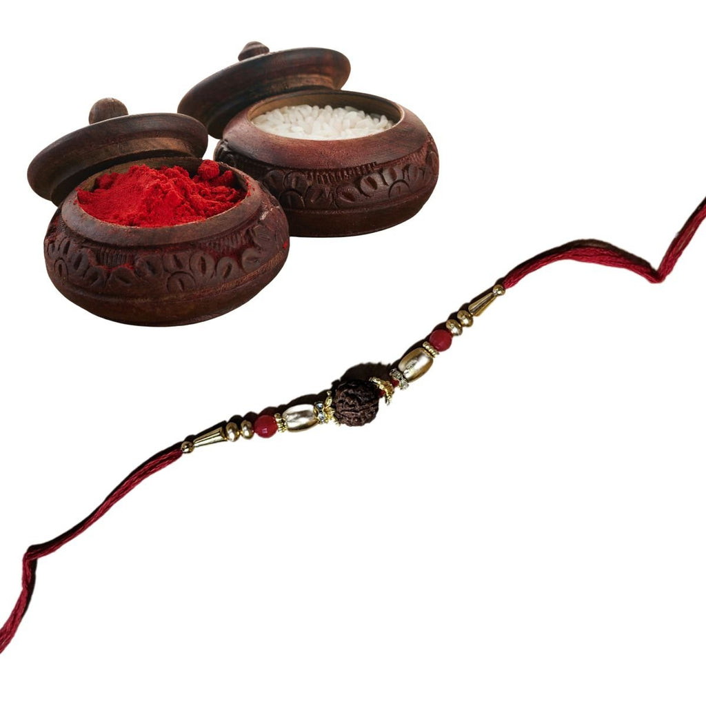 Rudrakh Red Thread Rakhi - Singh Cart