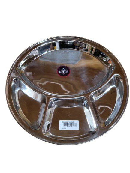 Stainless Steel Thali Plate Medium 4 Compatments Heavy Quality - Singh Cart