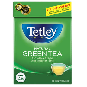 Tetley Natural Green Tea Refreshing And Light 72 Tea Bags 144 G