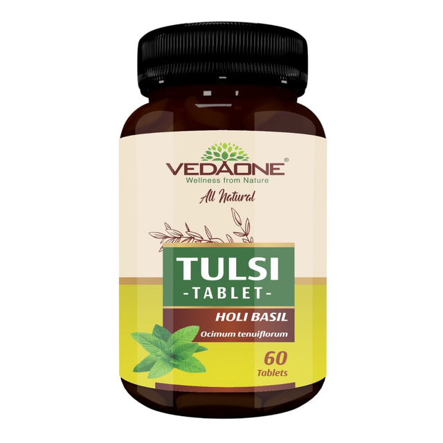 Buy Vedaone 100% Organic Holy Basil (Tulsi) 60 Caplets Online | Singh Cart