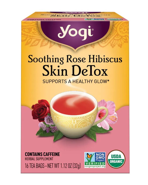 Buy Yogi Soothing Rose Hibiscus Skin DeTox 16 Tea Bags Online | Singh Cart