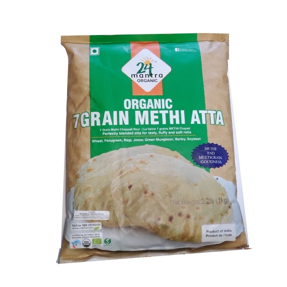24 Mantra Organic 7Grain Methi Atta 2.2lb (1kg) - Singh Cart