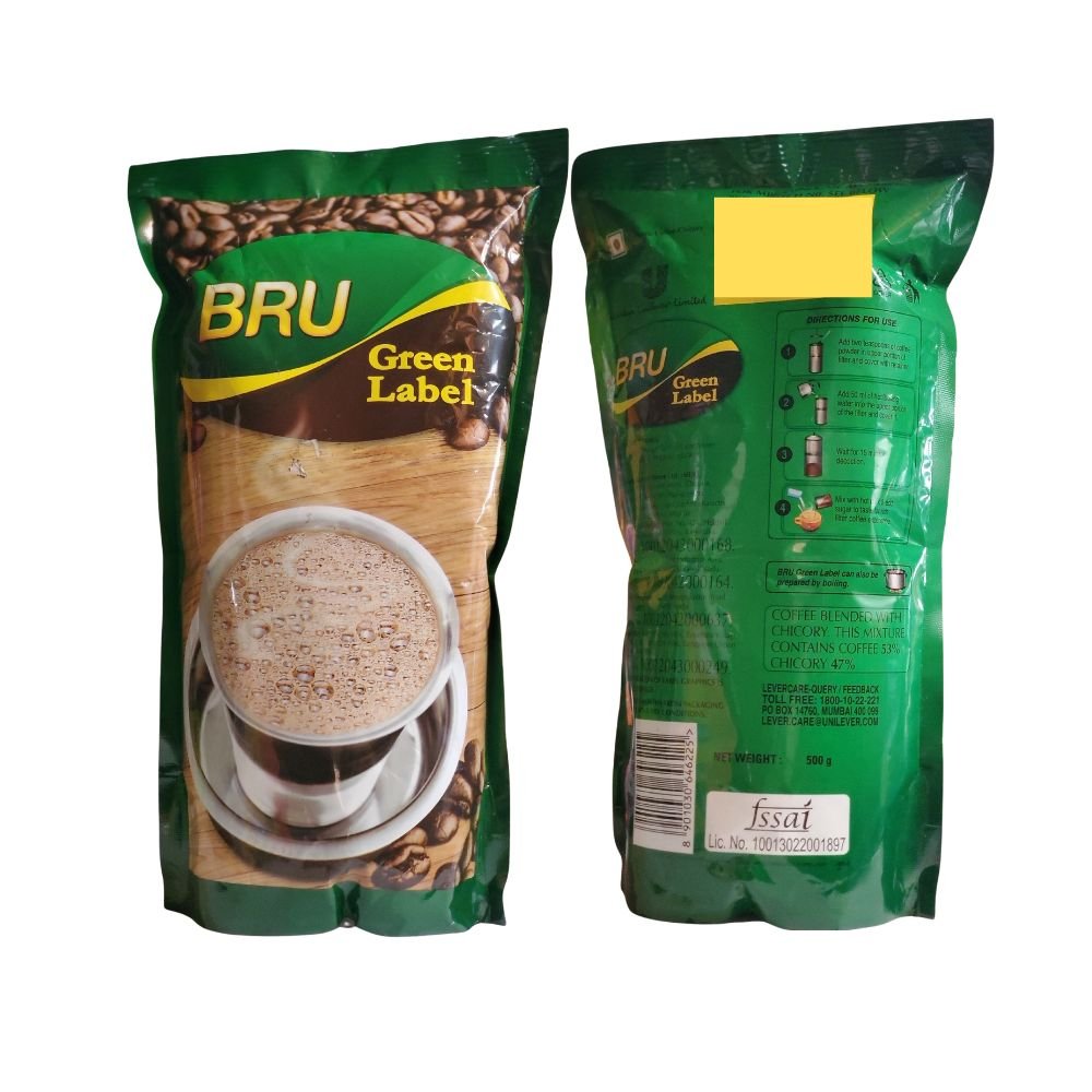 Bru Green Label Coffee Blended With Chicory 17.6oz (500g) - Singh Cart