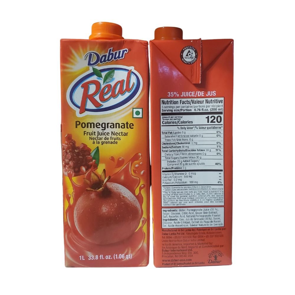 Dabur Real Pomegranate Juice 1Ltr (Pack of 2) - Singh Cart