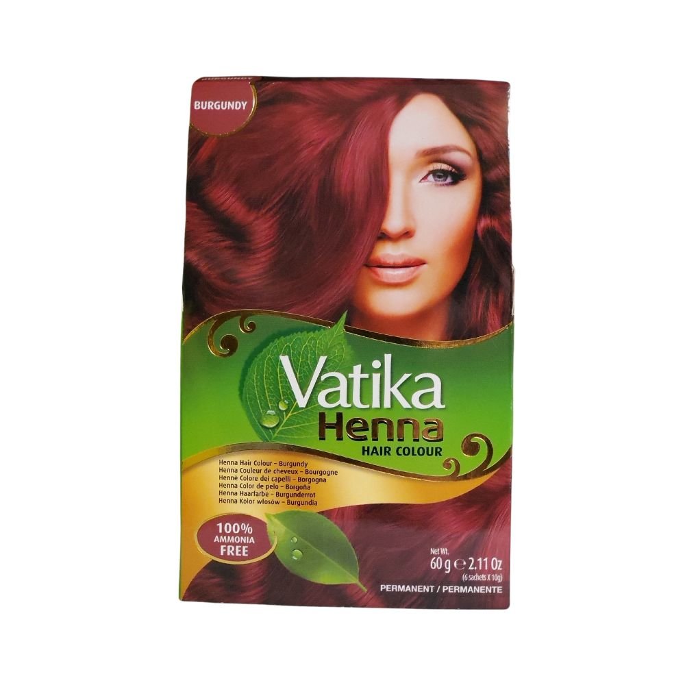 Dabur Vatika Henna Burgundy Hair Colour Amonia Free 60g - Singh Cart