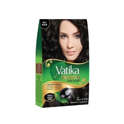 Dabur Vatika Henna Hair Colour RICH BLACK 100% Amonia Free 60g (2.11oz) Pack of 3 - Singh Cart