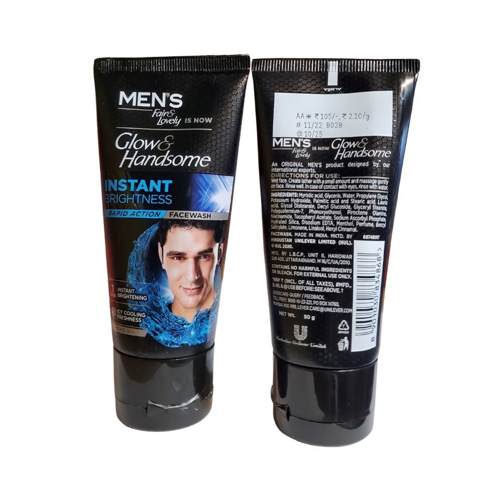 Glow And Handsome Instant Brightness Mens Face Wash 50g - Singh Cart