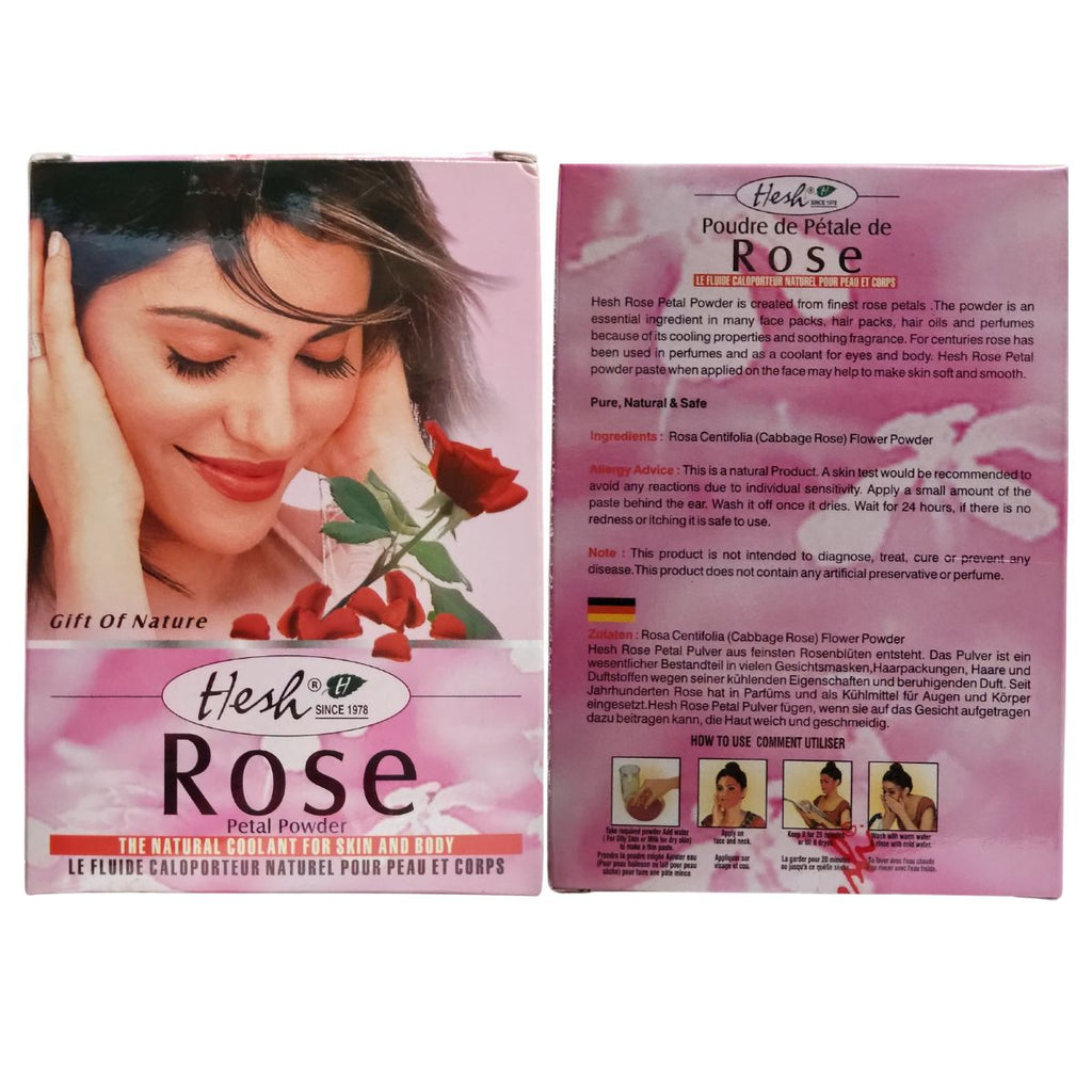 Hesh Rose Petals Powder Natural Coolant For Skin 100g - Singh Cart