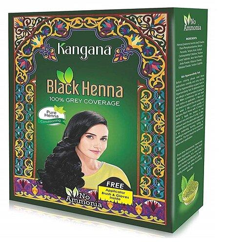 Kangana Black Henna Hair Colour 100% Grey Coverage No Amonia 60g (2.11oz) - Singh Cart