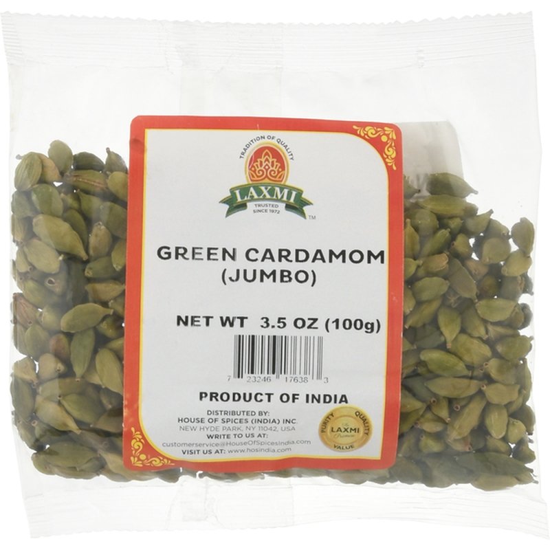 Laxmi Green Cardamom Jumbo - 100 Gm (3.5 Oz) - Singh Cart