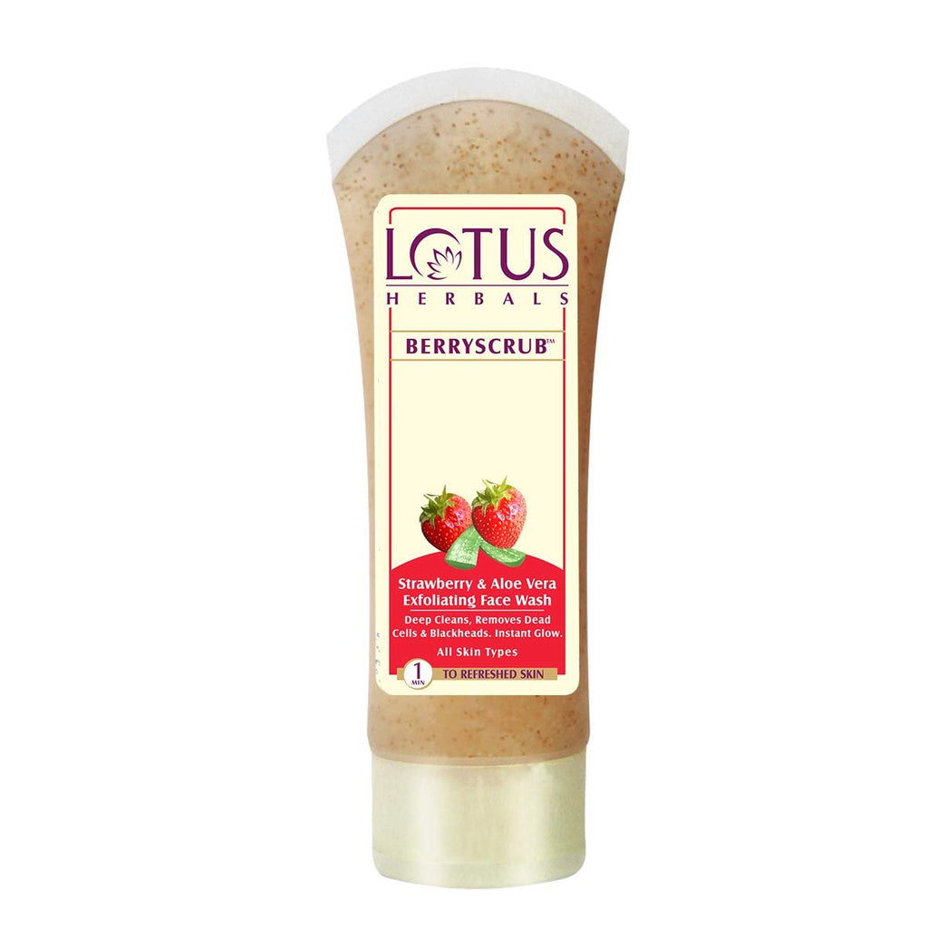 Lotus Herbals BerryScrub Face Wash With Strawberry Aloe Vera 120g - Singh Cart