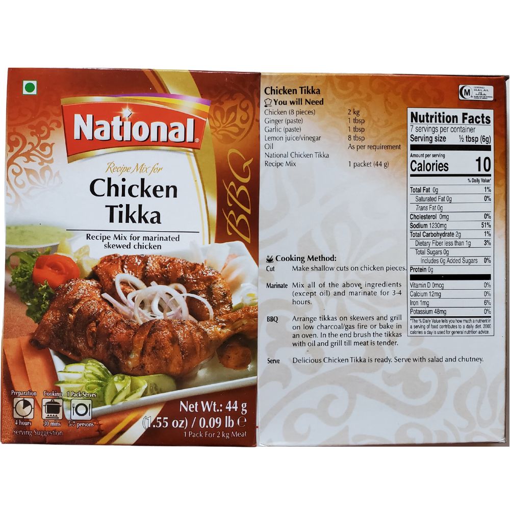 National Chicken Tikka For Marinated Skewed Chicken 44g (Pack of 2) - Singh Cart