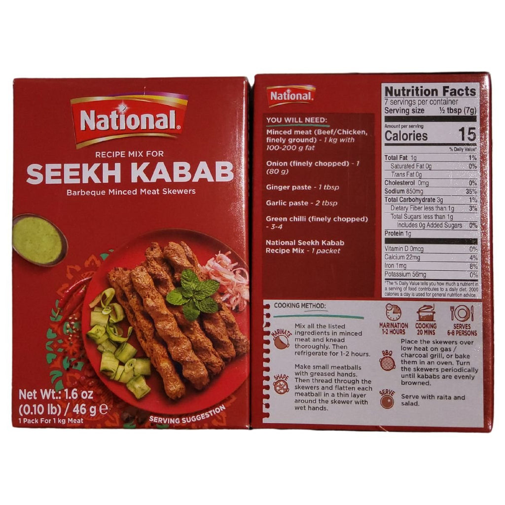 National Seekh Kabab Recipe Mix 46g (1.6oz) - Singh Cart