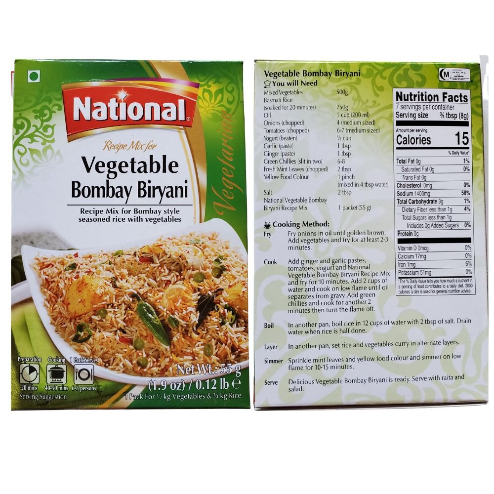 National Vegetable Bombay Biryani 55g (Pack of 2) - Singh Cart