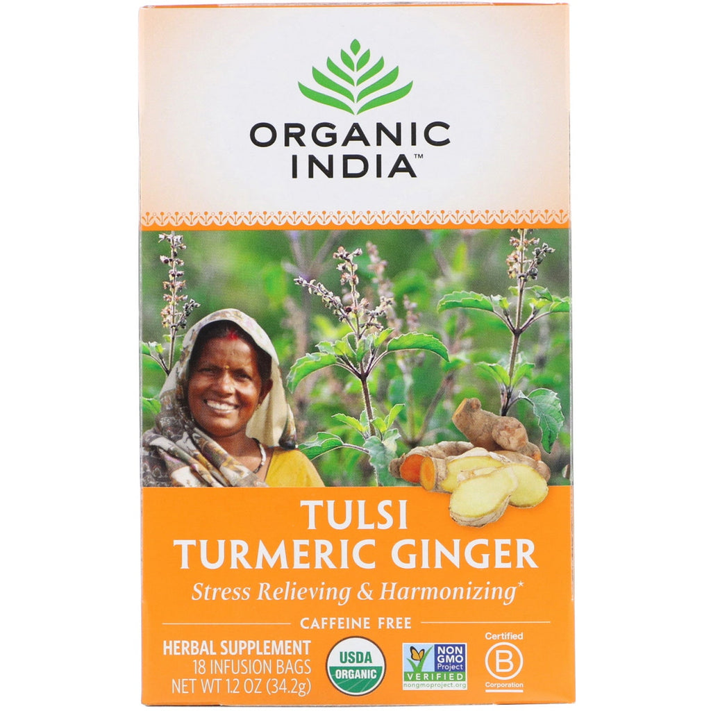 Organic India Tulsi Turmeric Ginger 18 Infusion Bags - Singh Cart