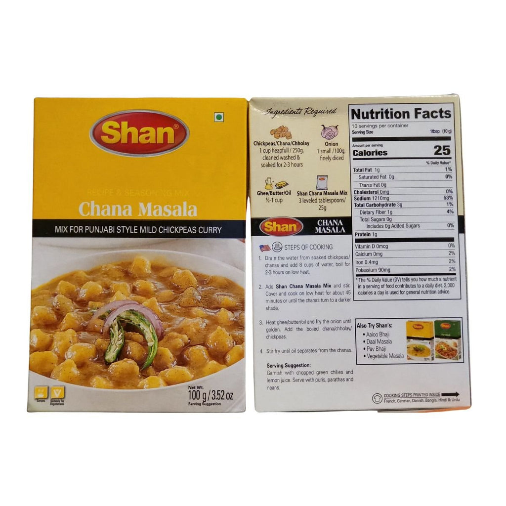 Shan Chana Masala Recipe And Seasoning Mix 100g - Singh Cart