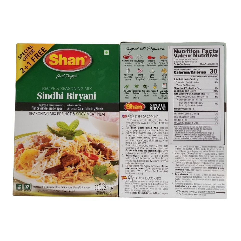 Shan Sindhi Biriyani Recipe & Seasoning Mix 60g - Singh Cart