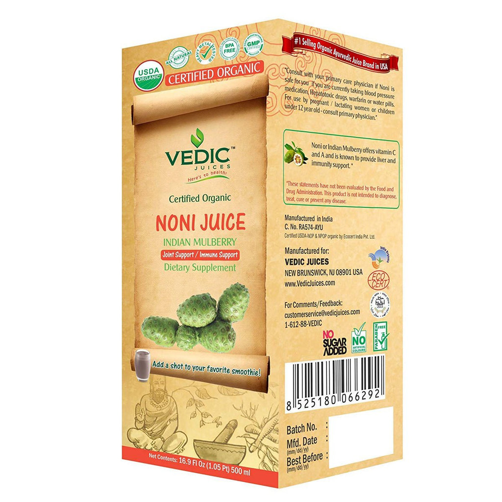 Vedic Organic Noni Juice 500 ml (16.9 oz) - Singh Cart