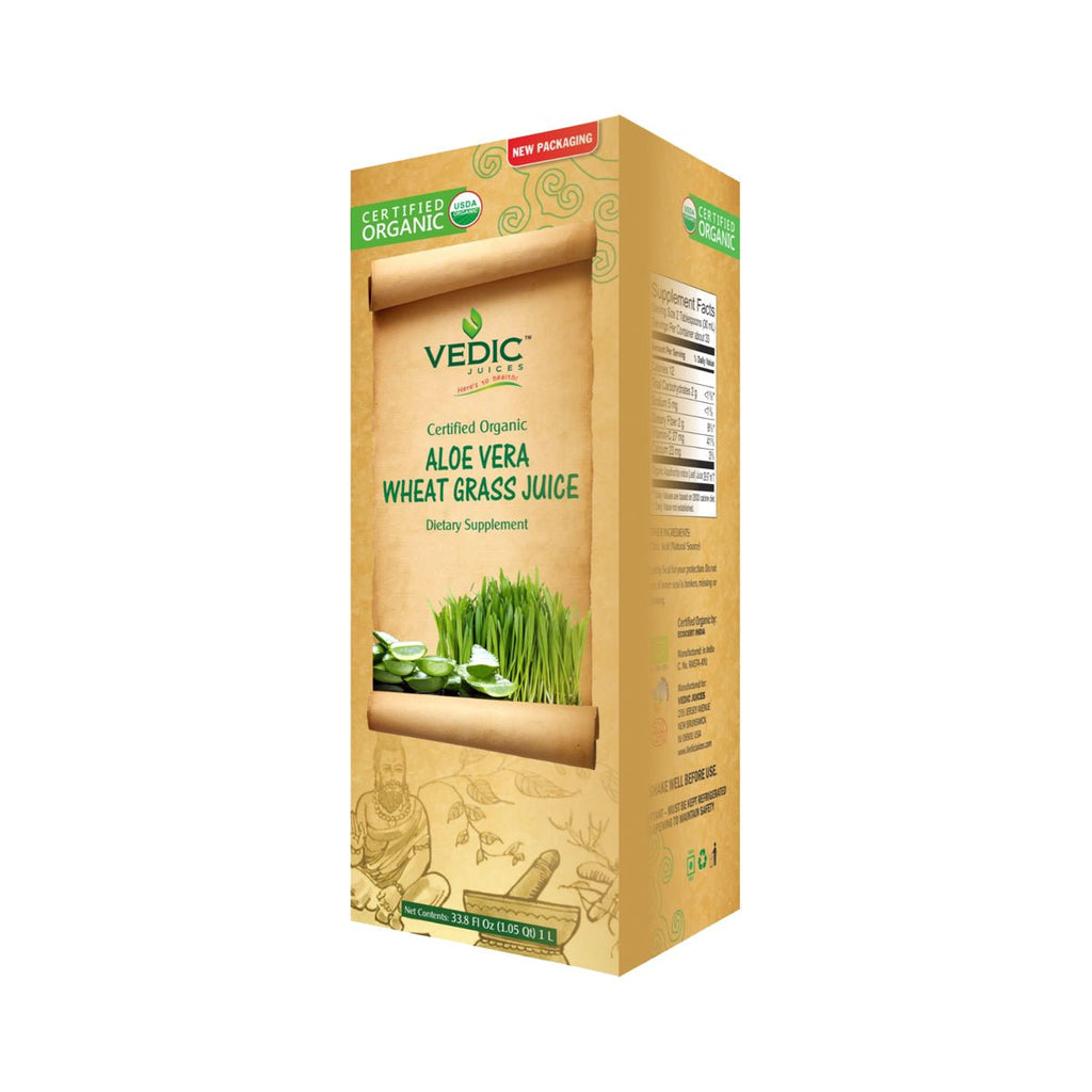 Vedic Organic wheatgrass Aloe vera Juice 500 ml (16.9 oz) - Singh Cart
